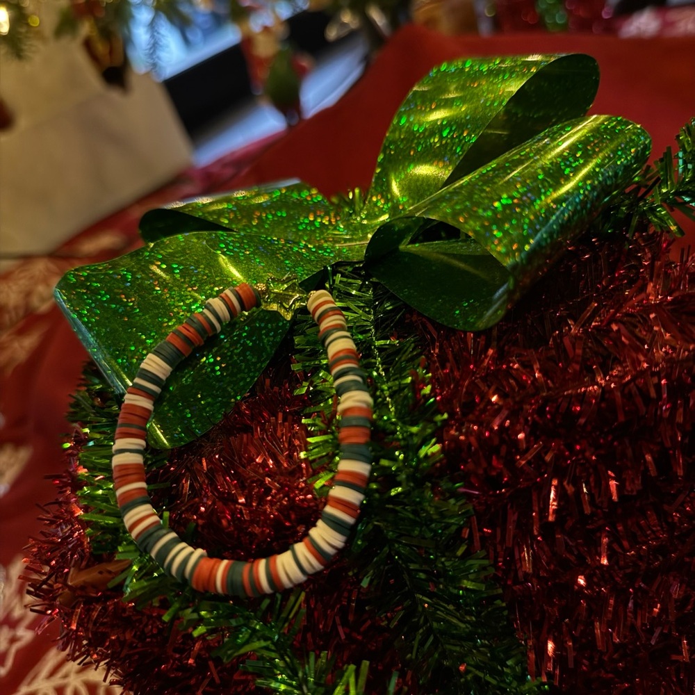 Christmas Green Star Clay Beaded Bracelet